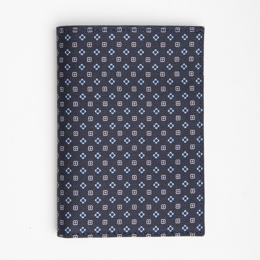 Online E.Marinella Dark Blue Vertical Wallet In Silk And Leather