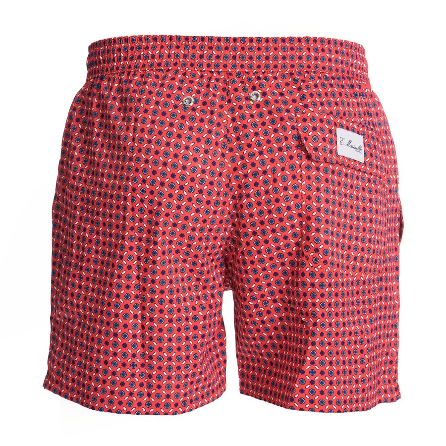 Hot E.Marinella Red Swim Shorts- Large Patterns