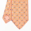 Wholesale E.Marinella Orange Sartorial Jacquard Silk Tie - Small Flower Designs