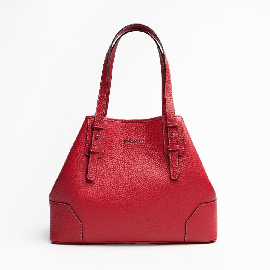 Hot E.Marinella Red Textured Leather Tote Bag