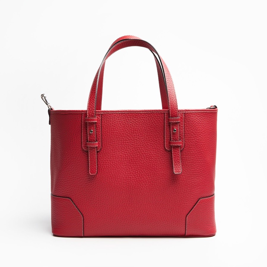 Hot E.Marinella Red Textured Leather Tote Bag