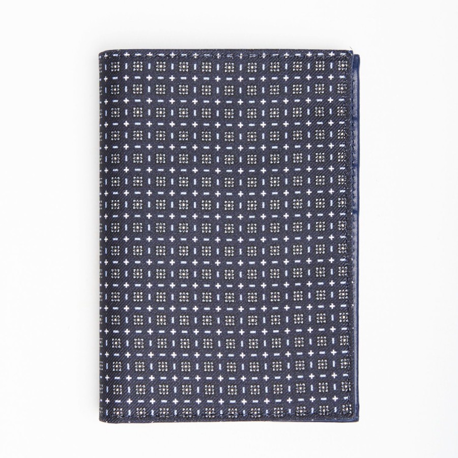 Clearance E.Marinella Dark Blue Vertical Wallet In Silk And Leather