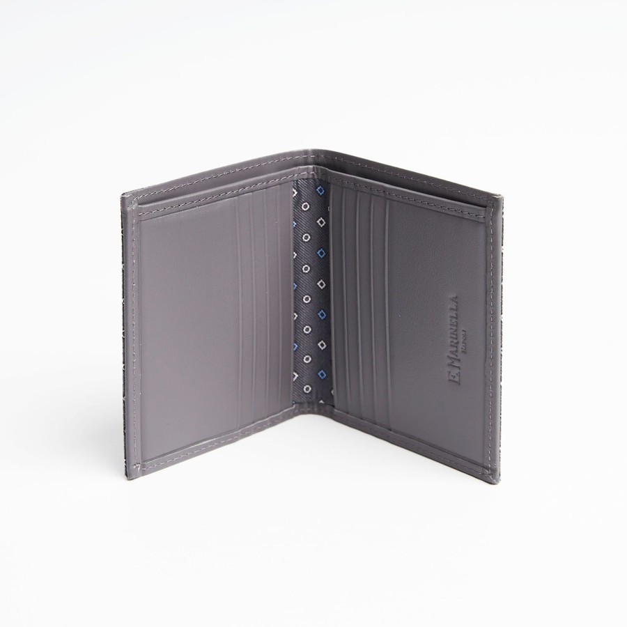 Clearance E.Marinella Dark Grey Small Wallet In Silk And Leather