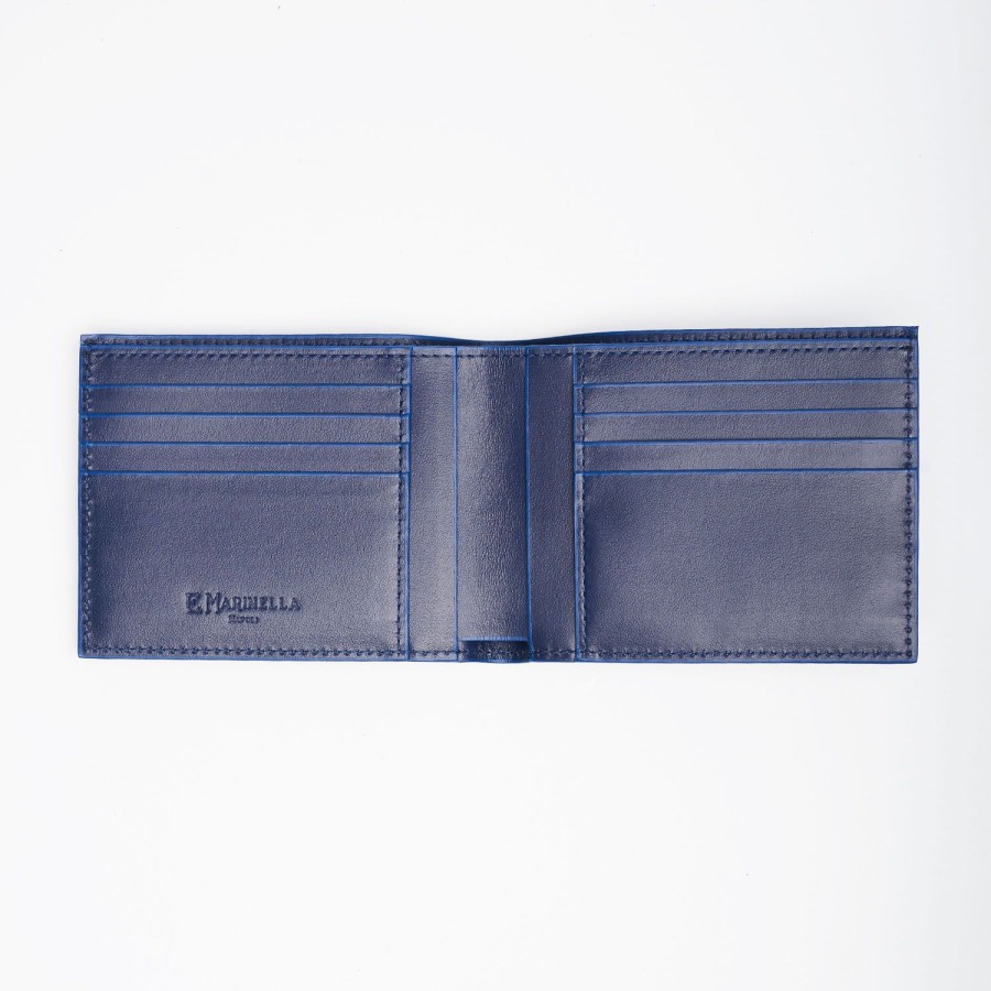 Online E.Marinella Dark Blue Leather Horizontal Wallet