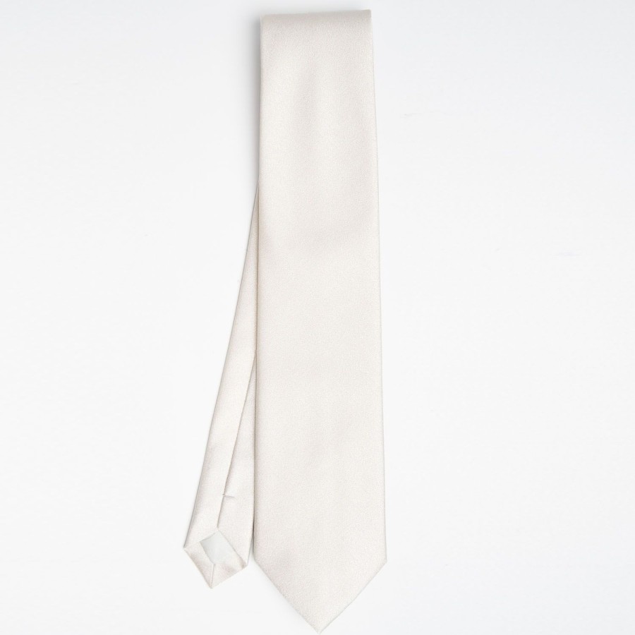 Clearance E.Marinella Cerimonial Solid Light Grey Silk Satin Tie