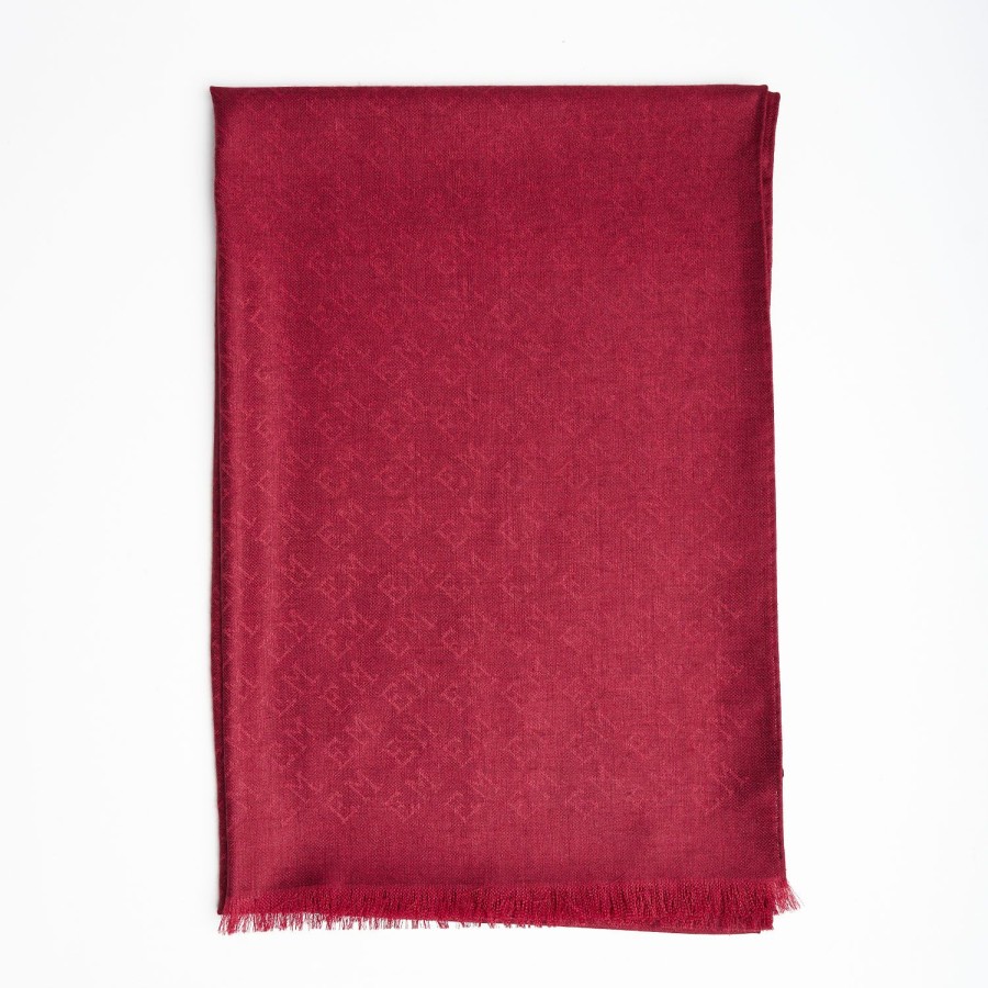 Wholesale E.Marinella Burgundy Em Logo Scarf Em Logo Scarf In Wool And Cashmere