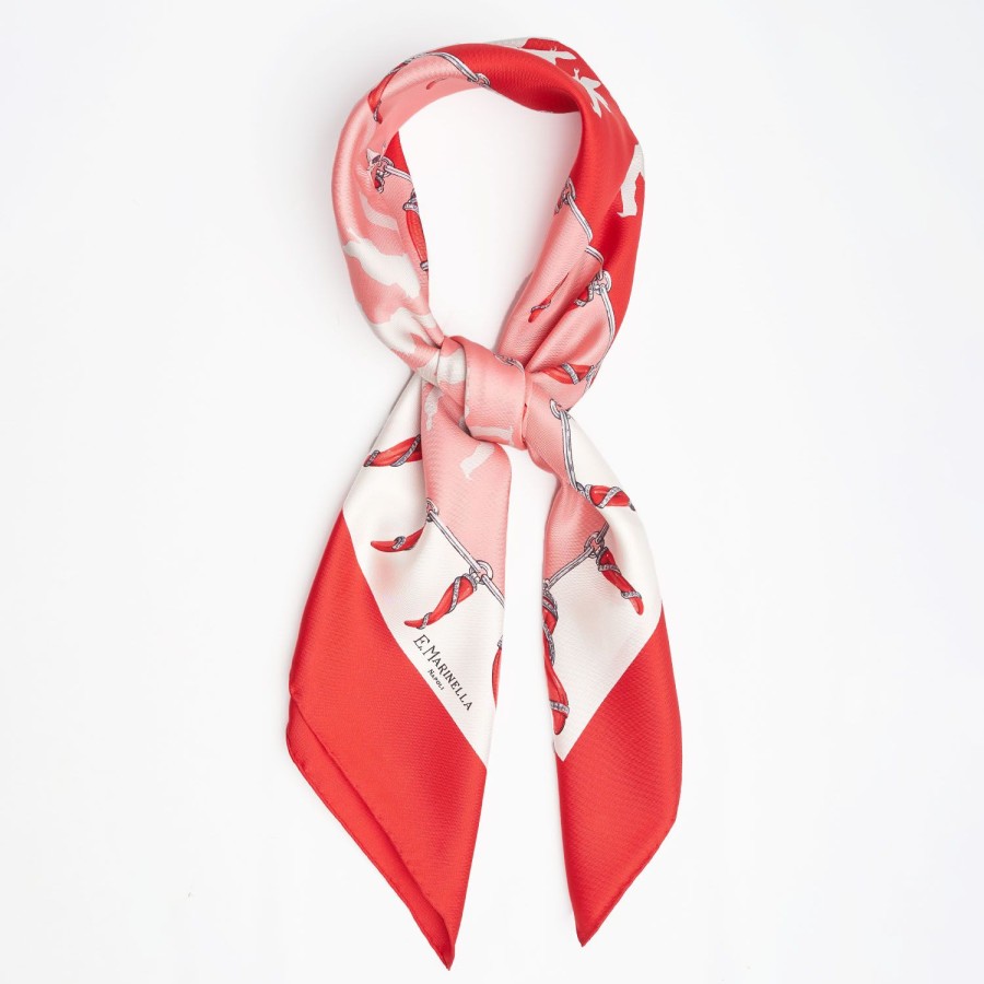 Best E.Marinella Red Silk Scarf 90 Lucky Pulcinella