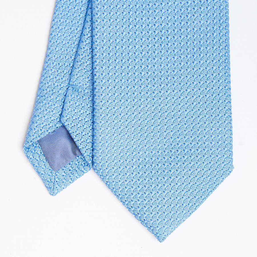 New E.Marinella Light Blue Sartorial Granadine Silk Tie