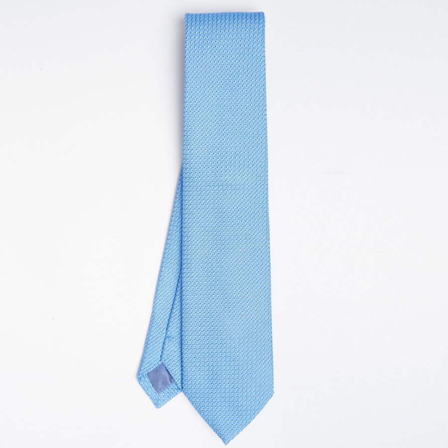 New E.Marinella Light Blue Sartorial Granadine Silk Tie