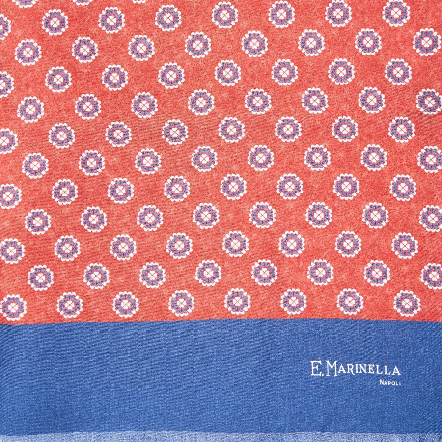 Clearance E.Marinella Red And Blue Double Silk Scarf