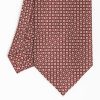 Clearance E.Marinella Burgundy Extra Long Sartorial Silk Tie Small Flower Pattern