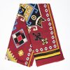 Online E.Marinella Burgundy Wool And Silk Scarf With Geometric Design