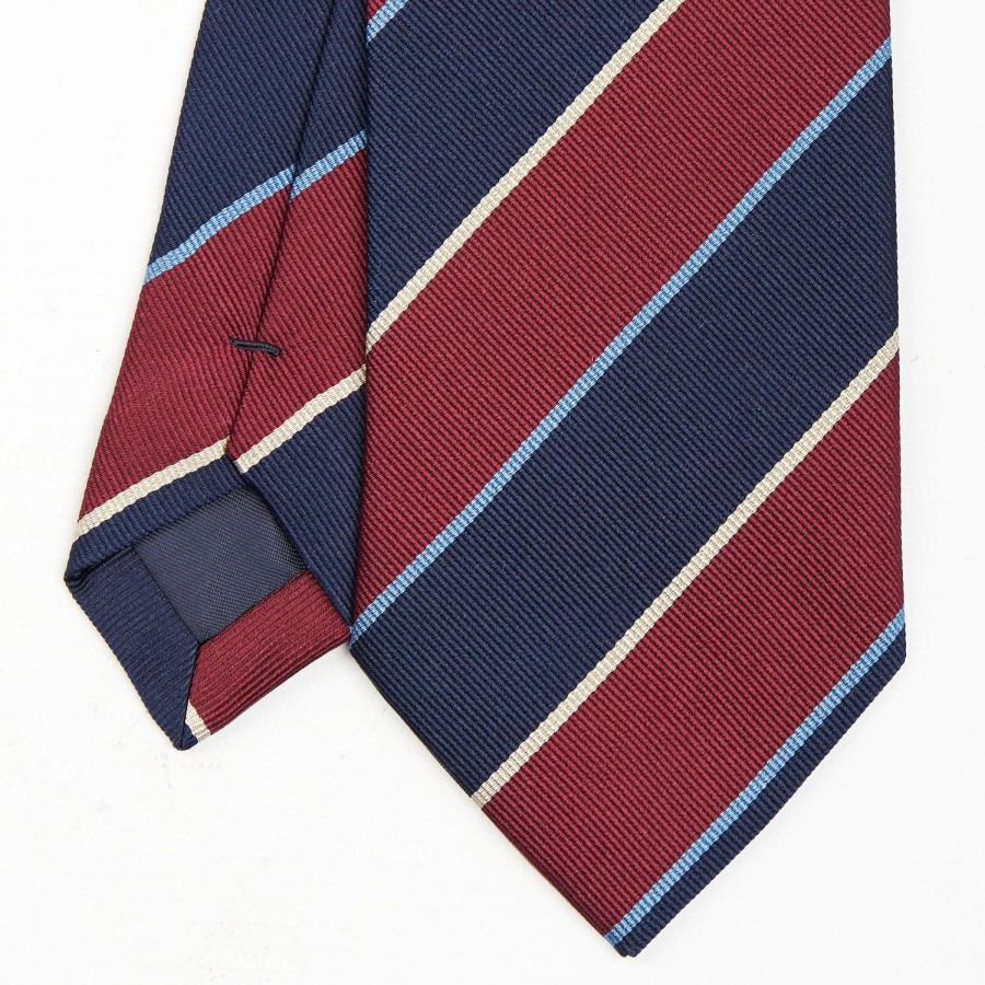 Wholesale E.Marinella Dark Blue Sartorial Striped Silk Tie