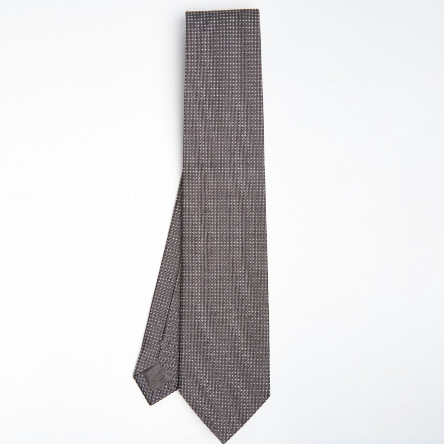 New E.Marinella Dark Grey Ceremonial Jacquard Silk Tie