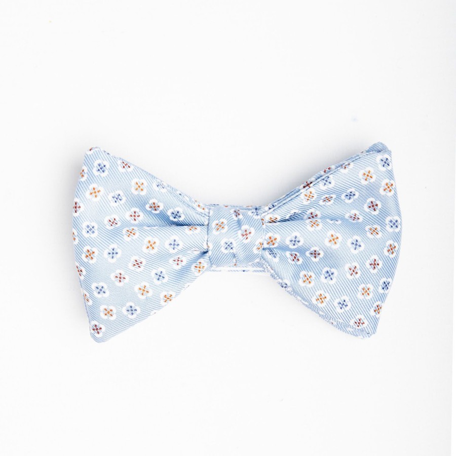 Wholesale E.Marinella Light Blue Pre-Knotted Bowtie - Small Flower Pattern