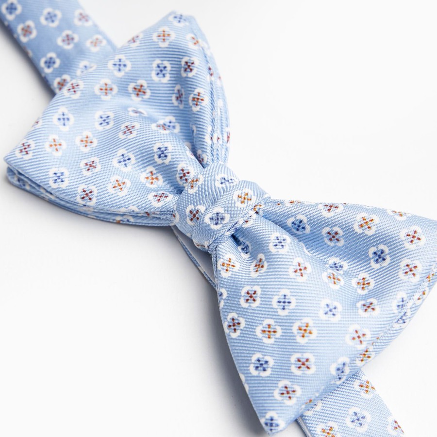 Wholesale E.Marinella Light Blue Pre-Knotted Bowtie - Small Flower Pattern