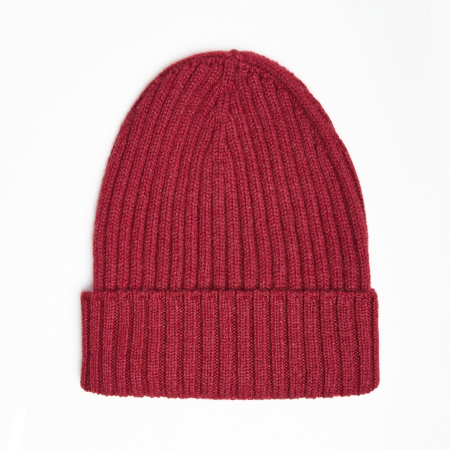 Clearance E.Marinella Burgundy Cashmere Ribbed Beanie