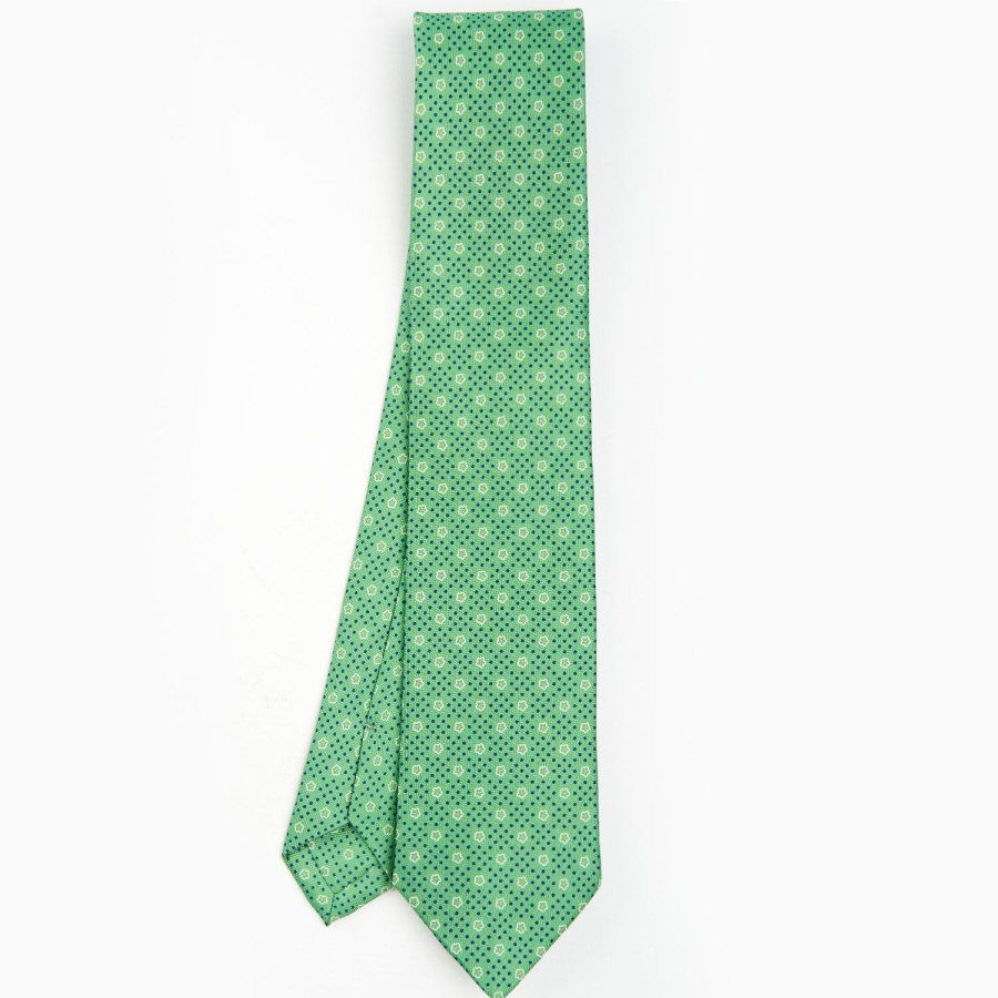 Hot E.Marinella Green Sartorial Classic Silk Tie - Small Flower Pattern