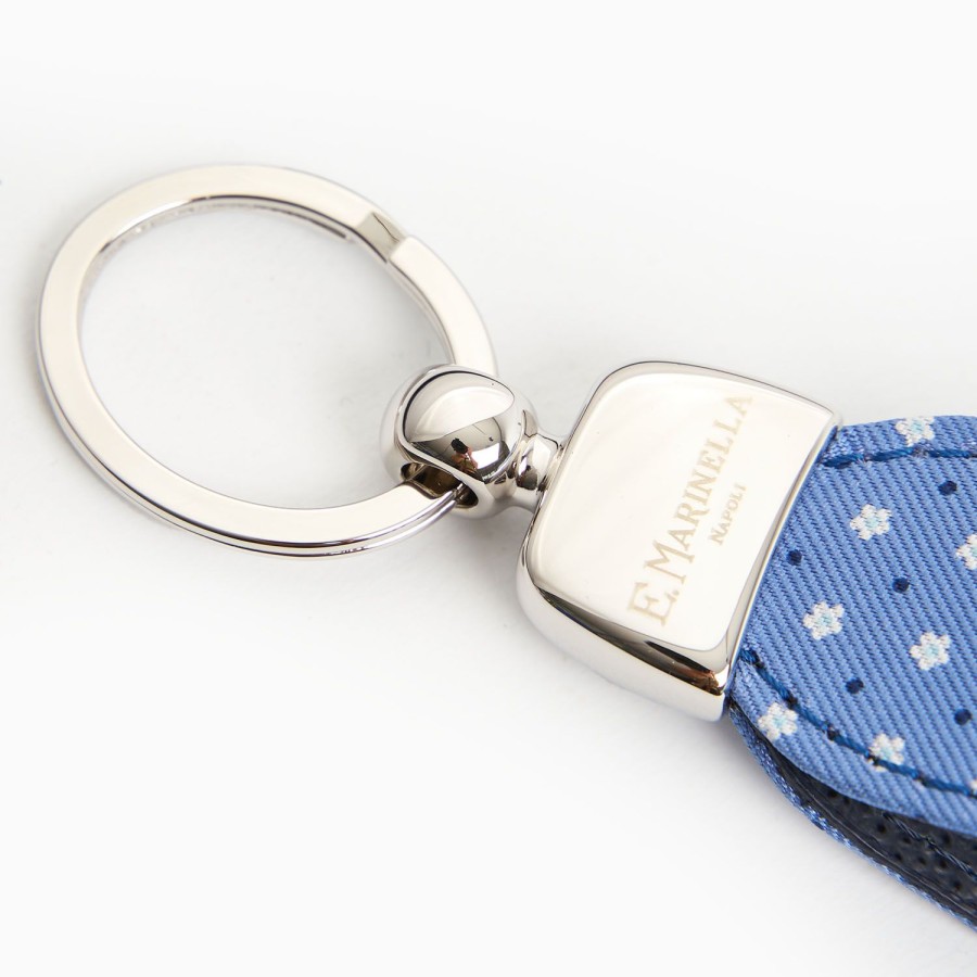 Hot E.Marinella Powder Blue Keyfob In Silk And Leather