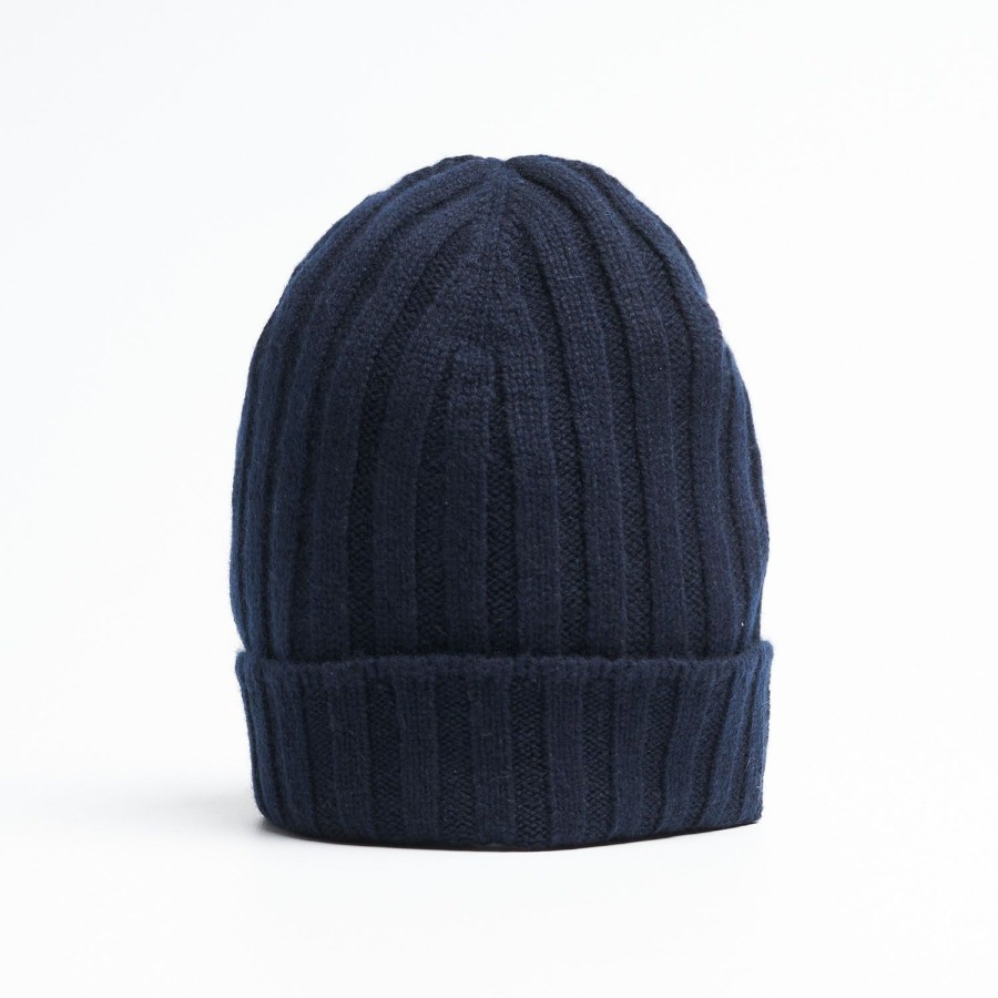 Clearance E.Marinella Blue Cashmere Ribbed Beanie