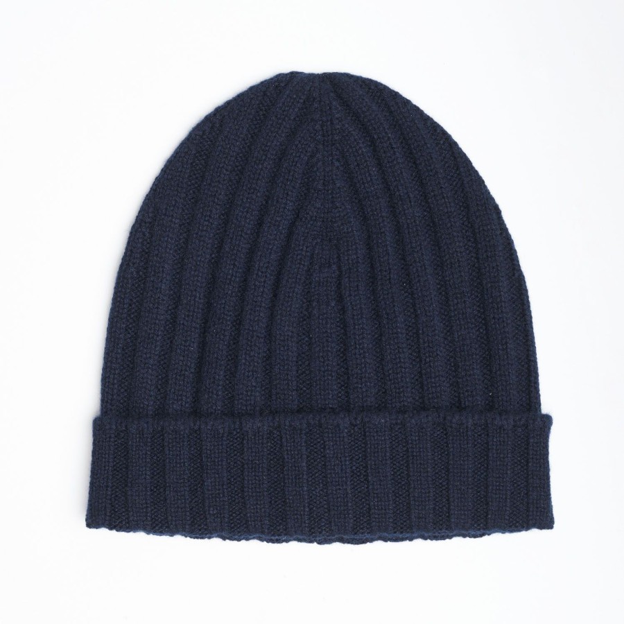 Clearance E.Marinella Blue Cashmere Ribbed Beanie