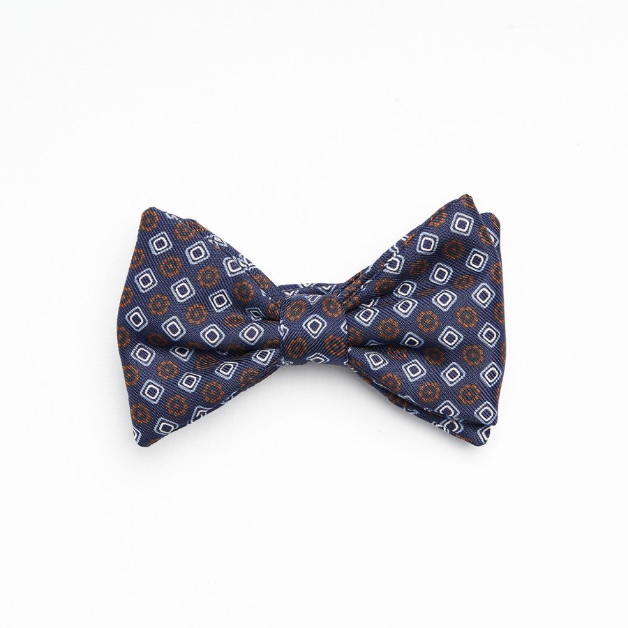 Wholesale E.Marinella Blue Pre-Knotted Silk Bowtie- Large Flower Pattern