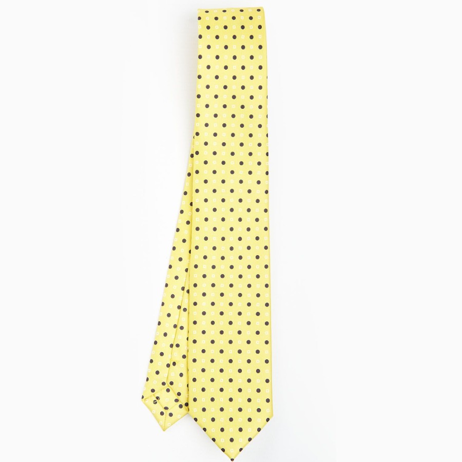 Wholesale E.Marinella Yellow Sartorial 7 Cm Silk Tie - Small Flower Pattern