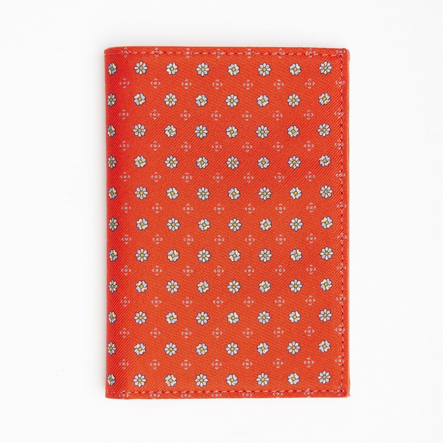 New E.Marinella Orange Vertical Wallet In Silk And Leather