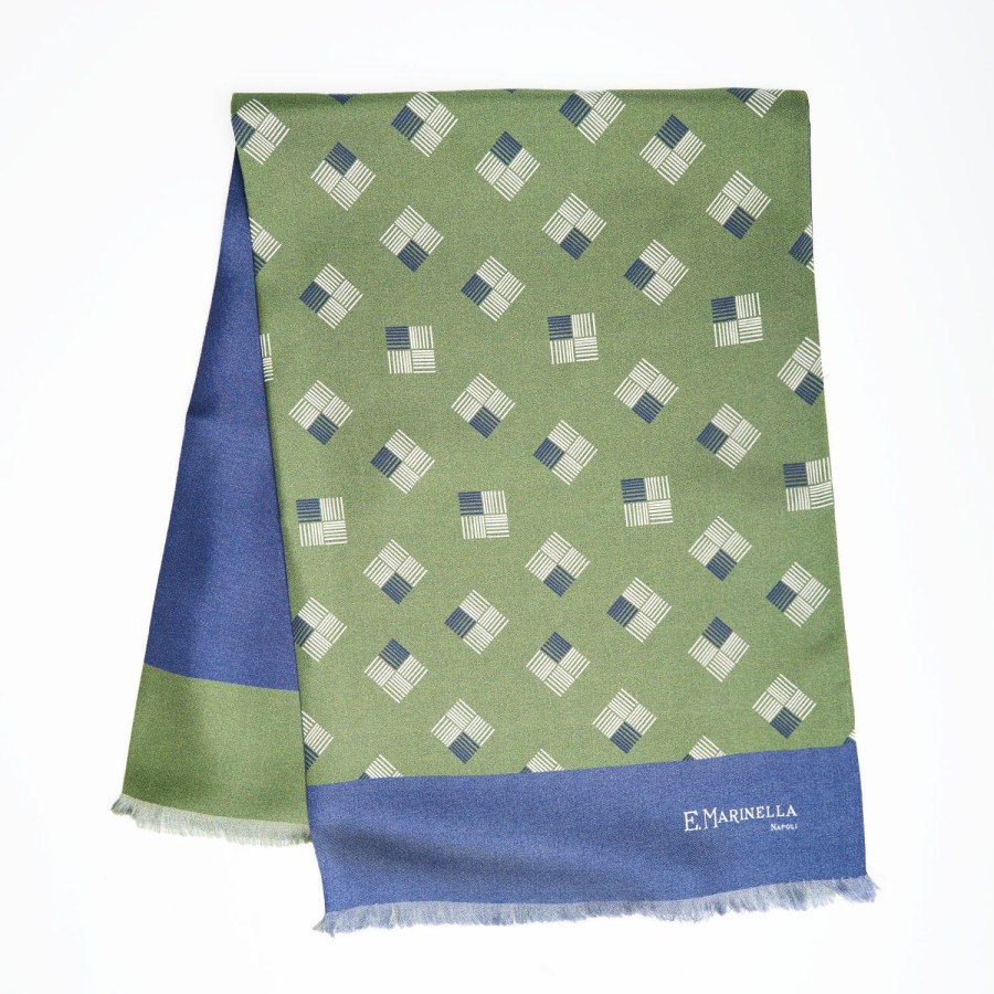 Wholesale E.Marinella Green And Blue Double Silk Scarf