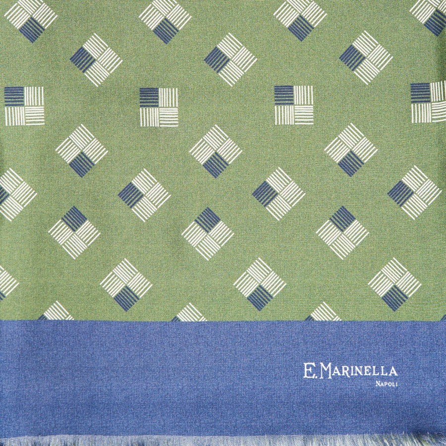 Wholesale E.Marinella Green And Blue Double Silk Scarf