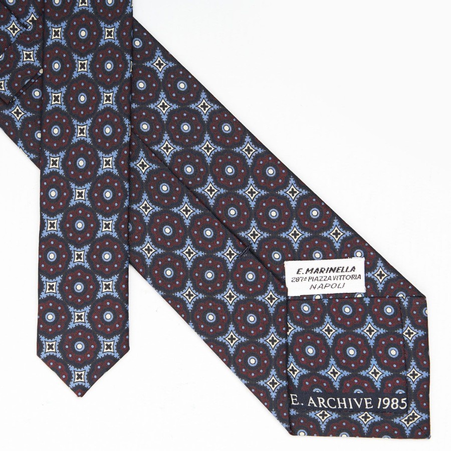 Clearance E.Marinella Dark Blue Archivio Collection Silk Tie 1985-02