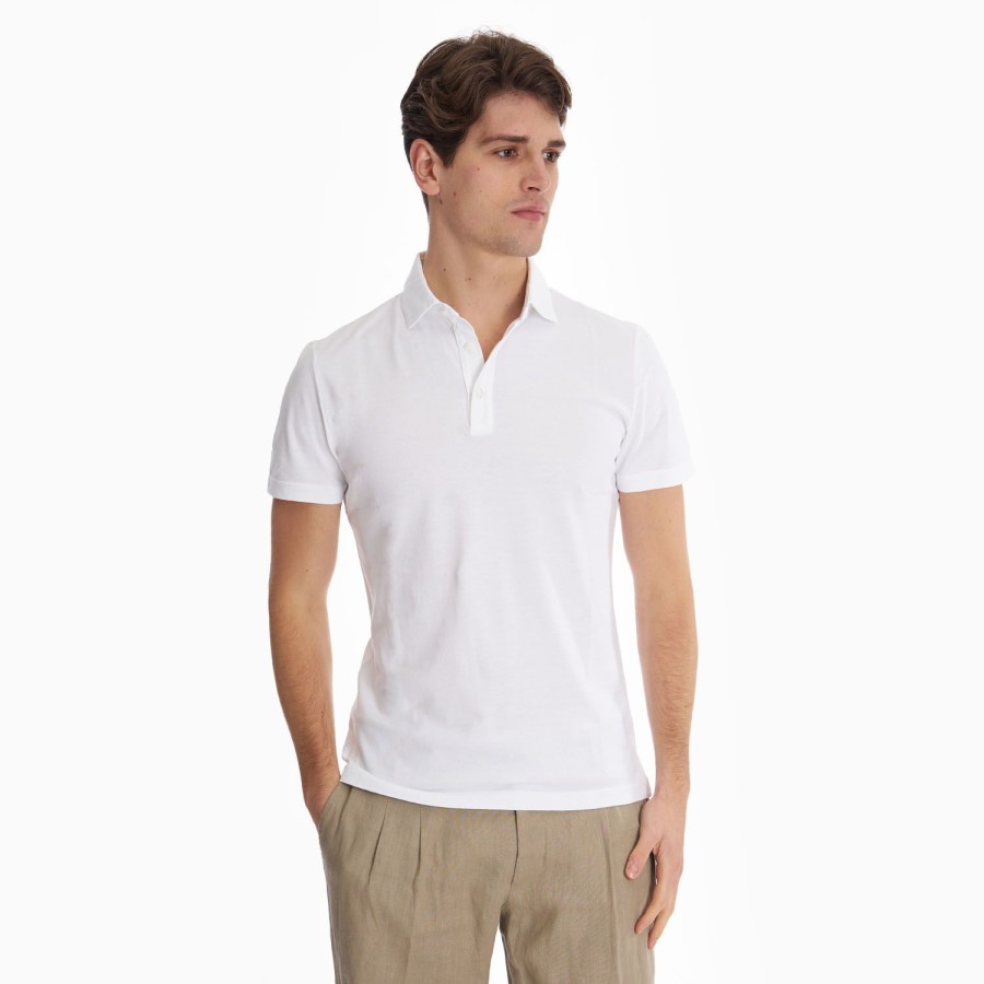 Online E.Marinella White Jersey Short Sleeve Polo Shirt