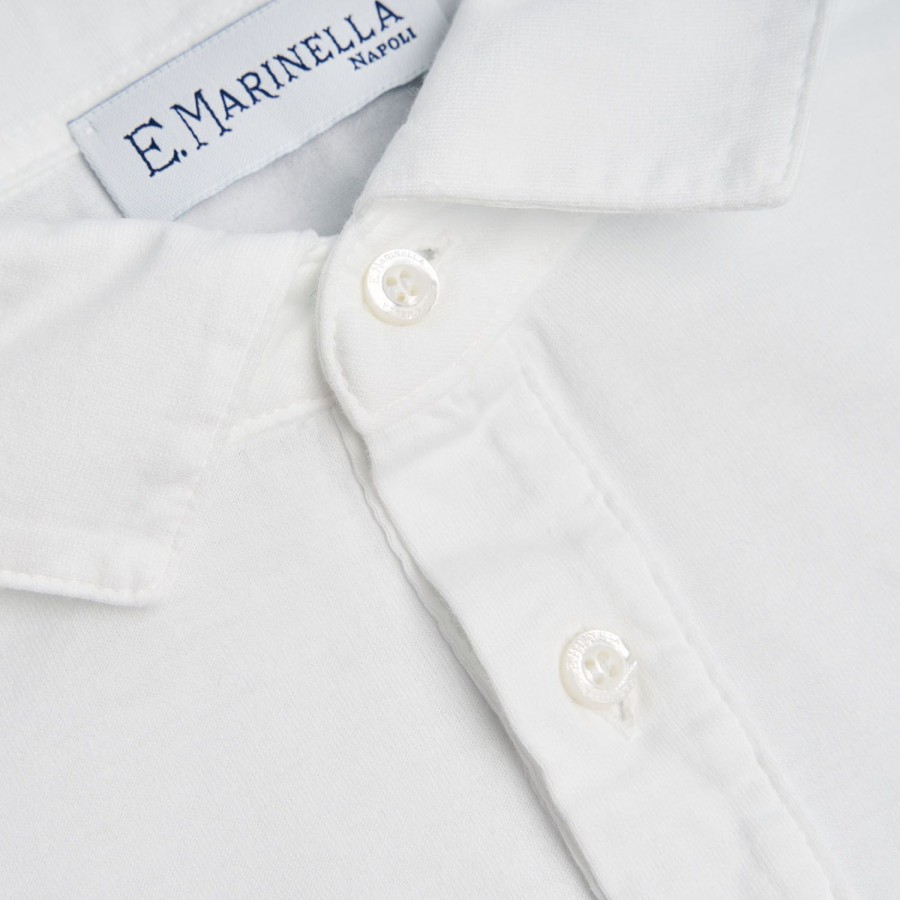 Online E.Marinella White Jersey Short Sleeve Polo Shirt