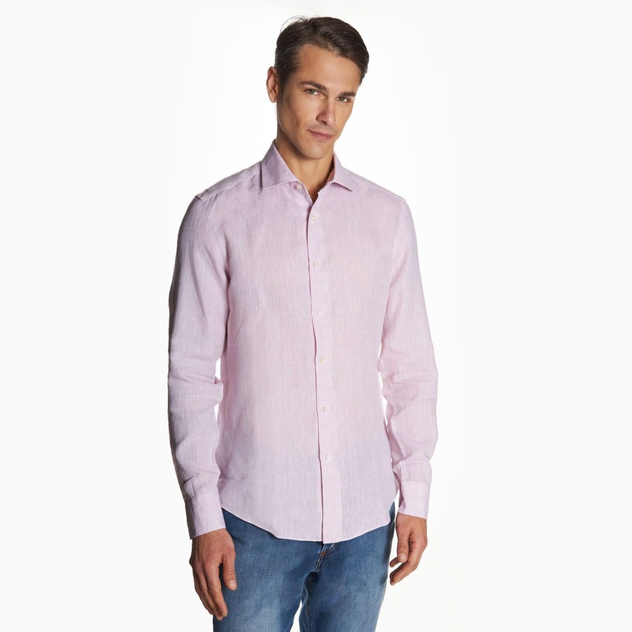 New E.Marinella Lilac Linen Shirt