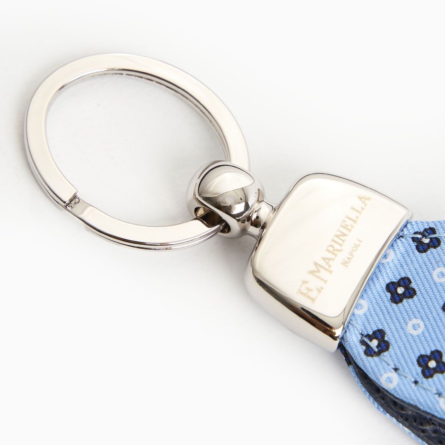 Best E.Marinella Light Blue Keyfob In Silk And Leather