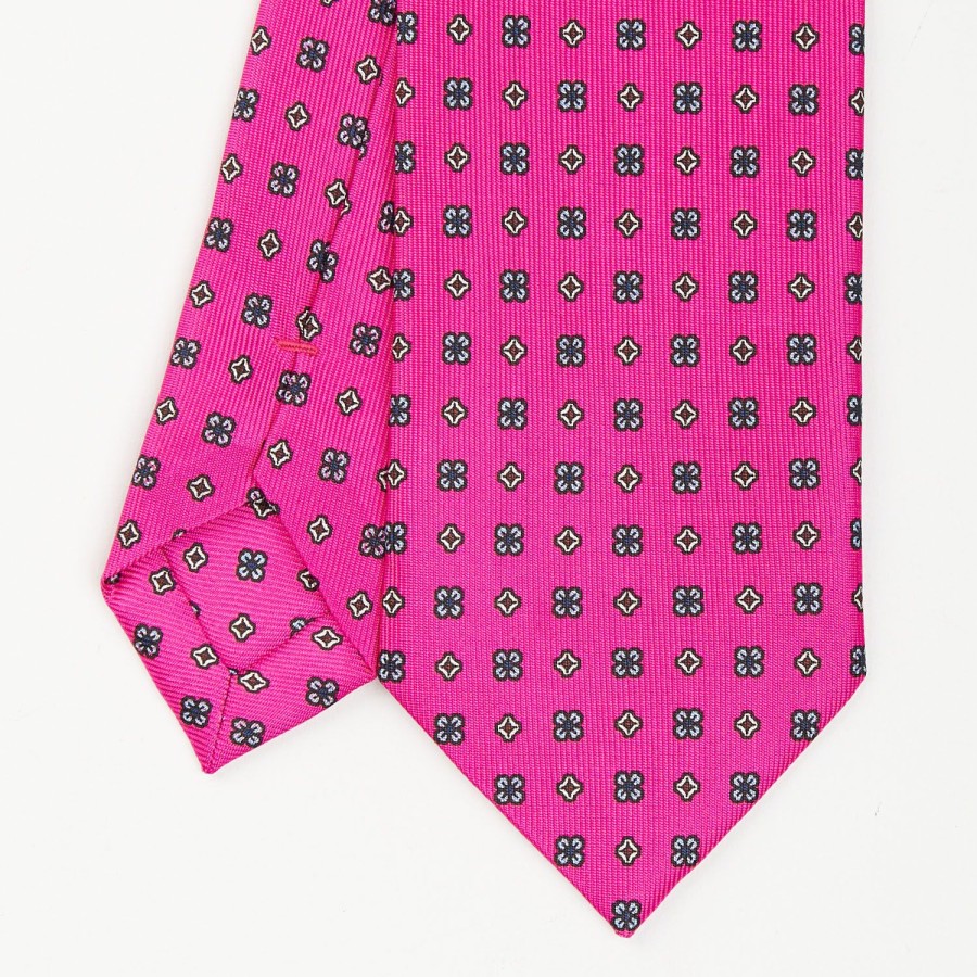 Best E.Marinella Fucsia Sartorial 7 Cm Silk Tie - Small Flower Pattern