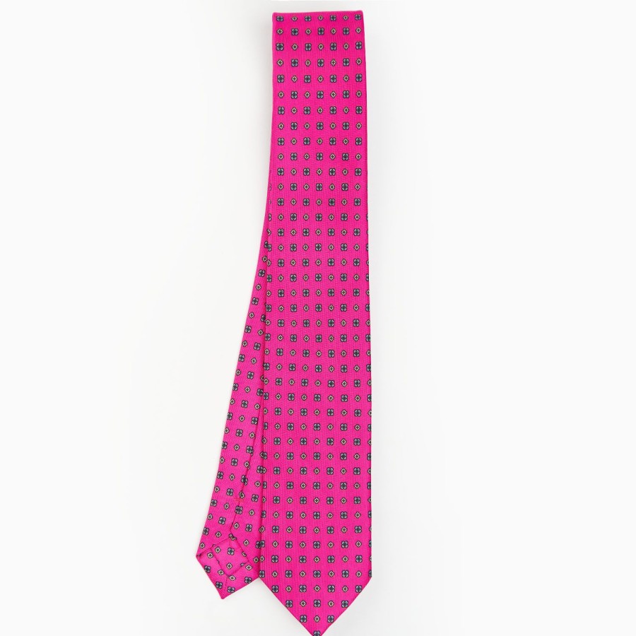 Best E.Marinella Fucsia Sartorial 7 Cm Silk Tie - Small Flower Pattern