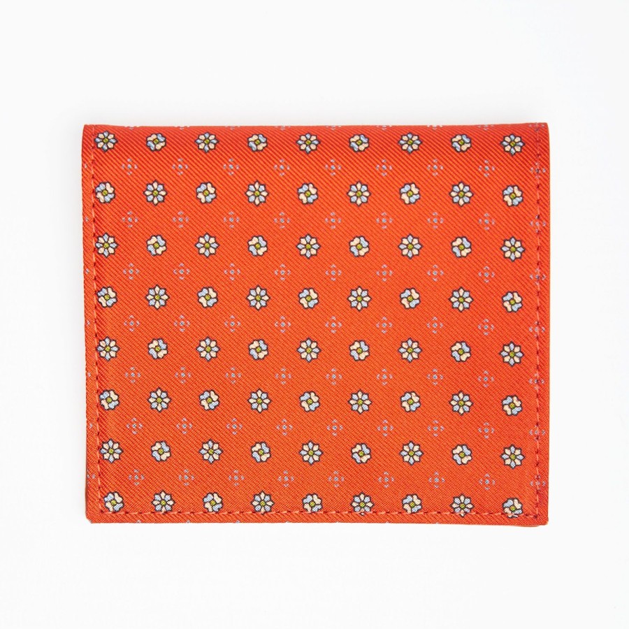 Wholesale E.Marinella Orange Small Wallet In Silk And Leather