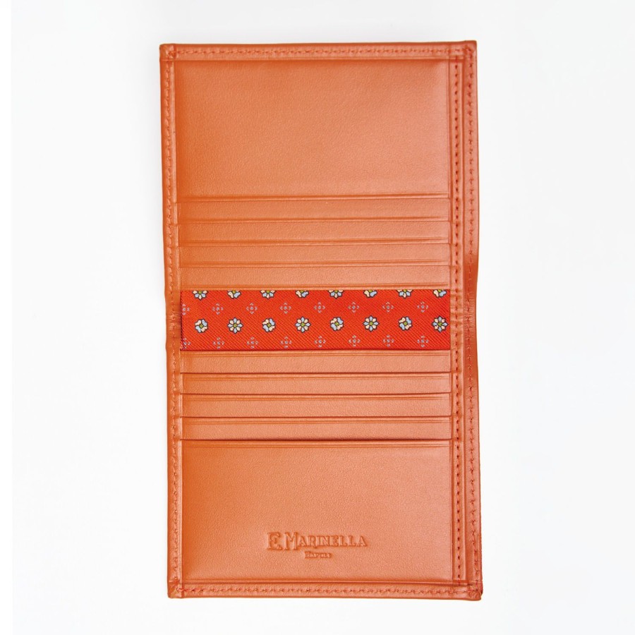 Wholesale E.Marinella Orange Small Wallet In Silk And Leather