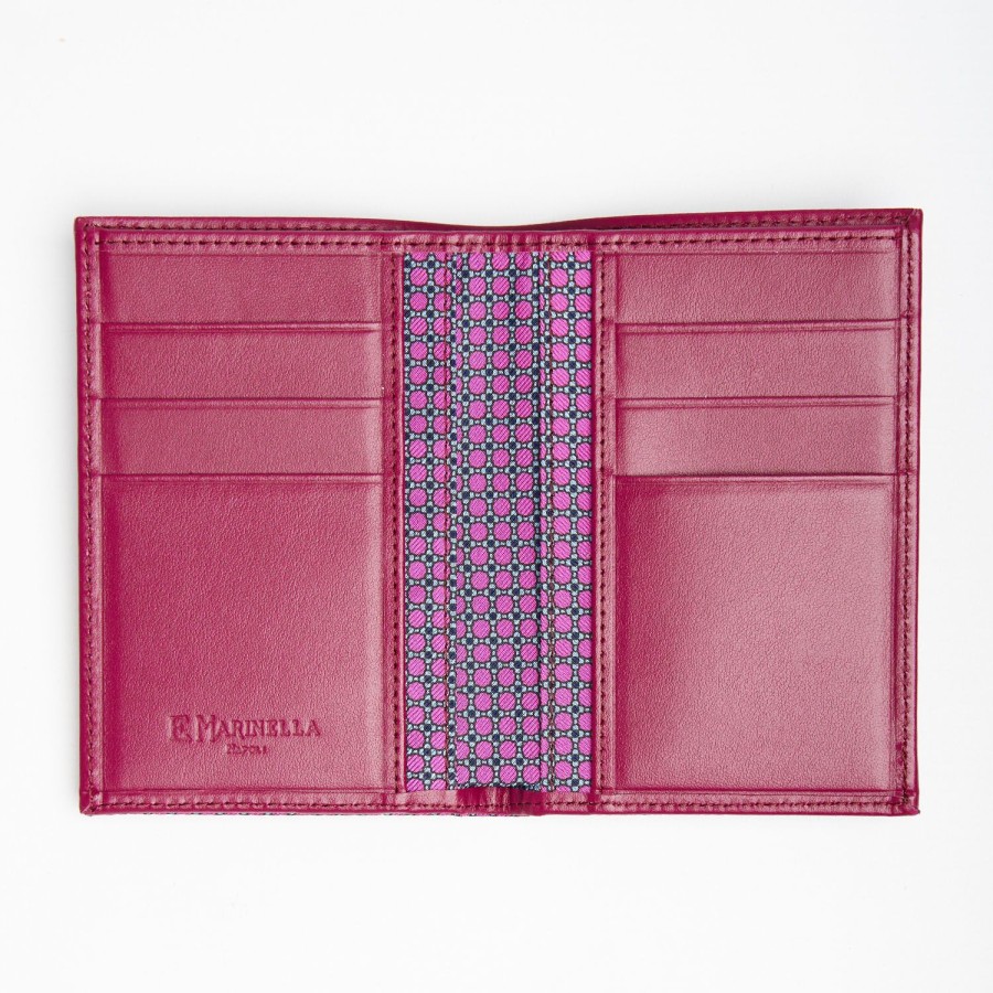 Online E.Marinella Fuchsia Vertical Wallet In Silk And Leather