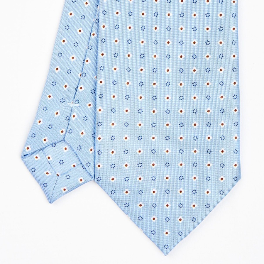 Hot E.Marinella Light Blue Sartorial Classic Silk Tie - Small Flower Designs