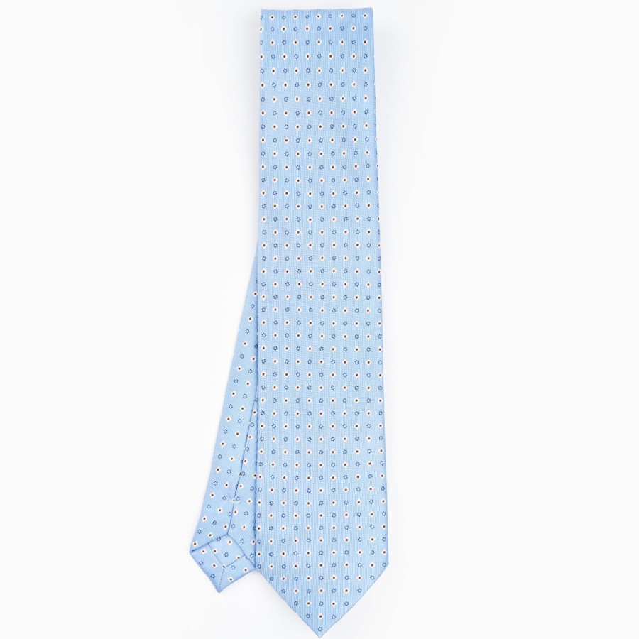 Hot E.Marinella Light Blue Sartorial Classic Silk Tie - Small Flower Designs