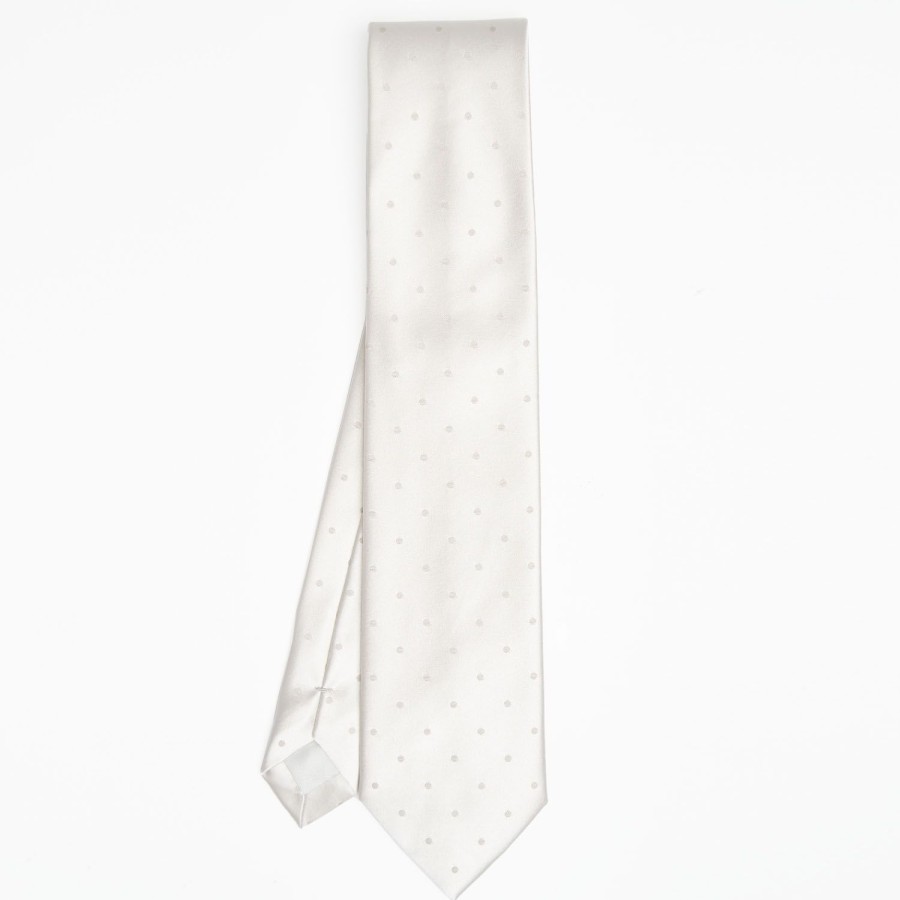 Hot E.Marinella Light Grey Cerimonial Silk Satin Tie Polka Dot Pattern