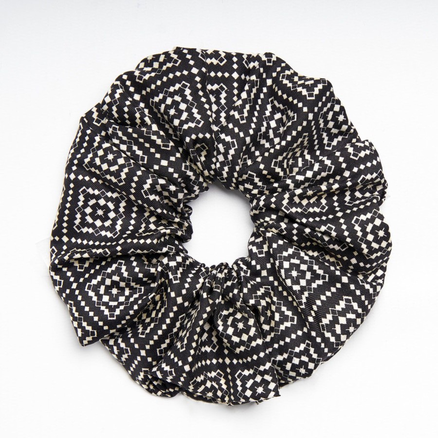 Best E.Marinella Black Silk Scrunchie - Archivio Pattern