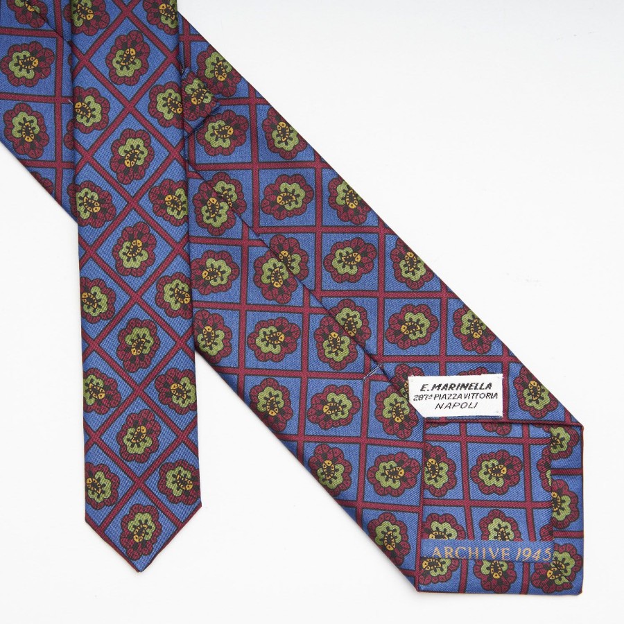 New E.Marinella Mid Blue Archivio Collection Silk Tie 1945-05