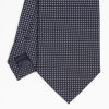 New E.Marinella Dark Blue Ceremonial Jacquard Silk Tie - Small Geometric Pattern