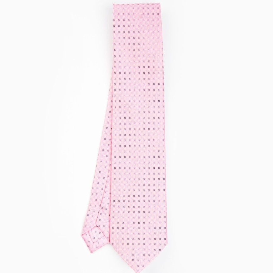 Clearance E.Marinella Pink Sartorial Classic Silk Tie - Small Flower Pattern