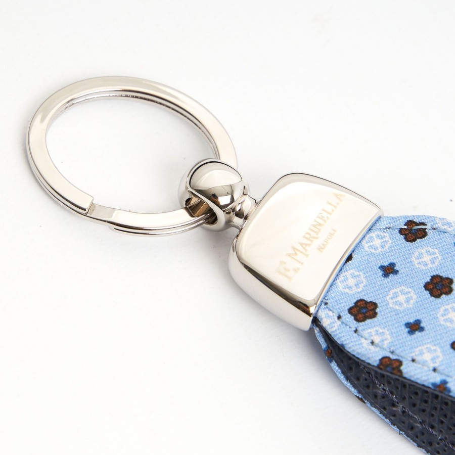 Best E.Marinella Light Blue Keyfob In Silk And Leather