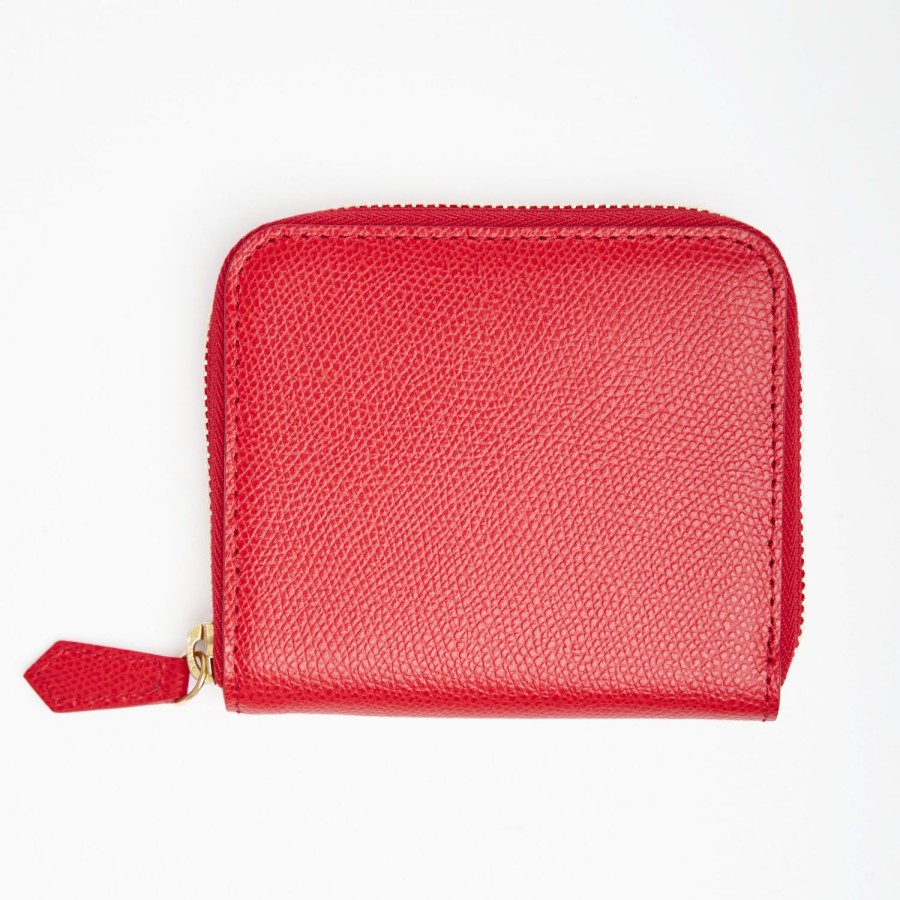 Wholesale E.Marinella Small Red Hammered Leather Wallet