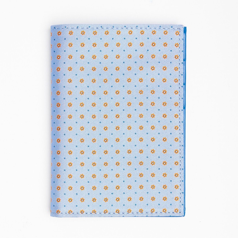 Online E.Marinella Light Blue Vertical Wallet In Silk And Leather